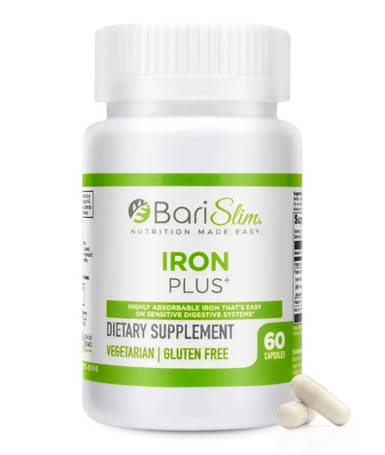 [BRSWYYIHOABAOCLH] BariSlim Iron Plus Capsules - Formulated for Patients After Weight Loss Surgery Including Gastric Bypass & Gastric Sleeve – Easy Digestion & Comprehensive Health Support | 2 Month Supply (60 Servings)