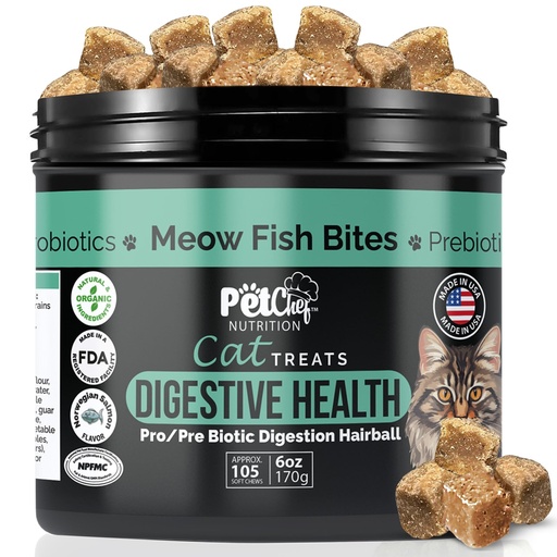 [BRSROBL2BAIAYHLF] Pet Chef Probiotic Treats for Cats Digestive & Gut Health Support for Indoor Cats, Coat Softening Blend, Helps Reduce Diarrhea - Suitable for All Breeds