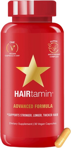 [BRSWGHAPOQMQGH3G] HAIRtamin Vegan Hair Vitamins for Faster Growth | All Natural Biotin Capsules to Support Healthy Hair, Skin and Nails | May Reduce Loss & Thinning | 30 Capsules