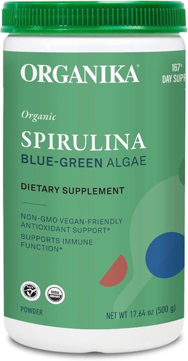 [BRSRMHD5OR4GMA3K] Organika Certified Organic Spirulina Powder- Superfood, 3rd Party Teed, Pristine Sourcing, Vegan - 500g