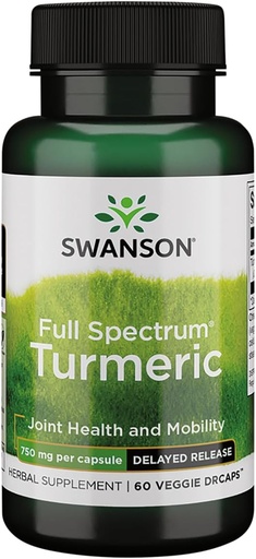 [BRSWI23ROMMR6G3A] Swanson Full Spectrum Turmeric Delayed Release 750 Milligrams 60 Veg Capsules