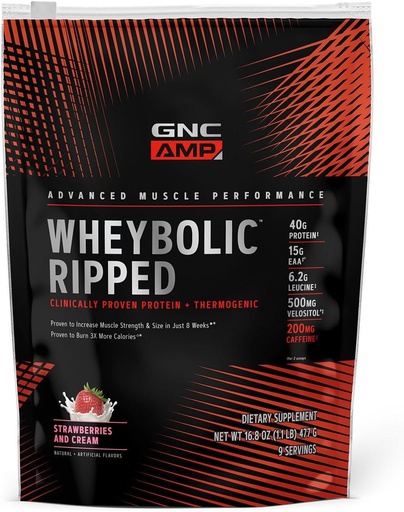 [BRSW2EIDA4PQI3T2] GNC AMP Wheybolic Ripped - 딸기와 크림 (9 인분)