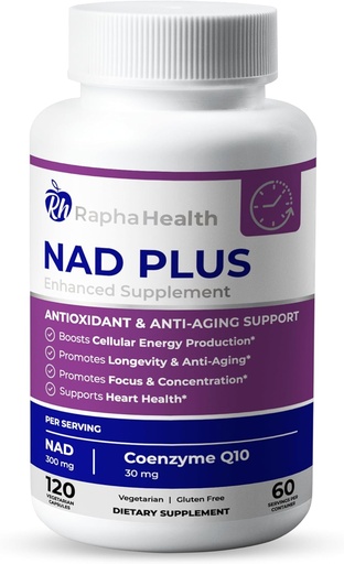 [BRSROA34BN6BA3DA] NAD | Advanced Energy & Anti-Aging Formula | with NAD and Coenzyme Q10 | Supports Heart & Cognitive Health | 120 Capsules - 60 Day Supply