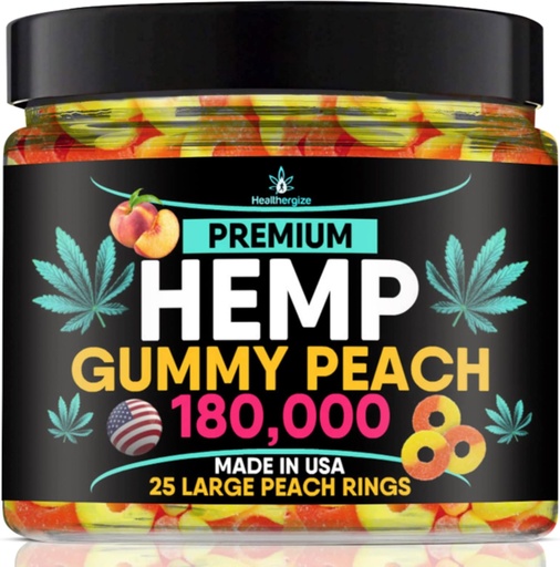 [BRSRMGA6OUPAEDLF] Hemp Gummies-Premium Peach Rings-Fresh and Full Flavor-Natural Hemp Oil Gummy-Great for Back, Neck, Knees, Muscles, Joints, Calm, Relax, Discomfort-Made in USA