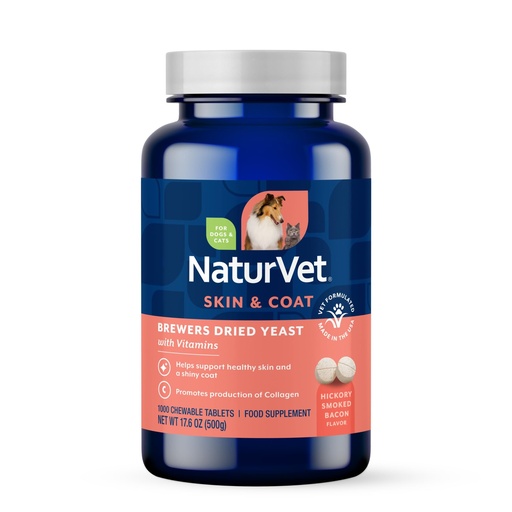 [BRSWIYQGOYBQACL6] NaturVet Brewers Dried Yeast Formula with Vitamins for Dogs and Cats, Chewable Tablets, Made in The USA with Globally Source Ingredients 1000 Count,
