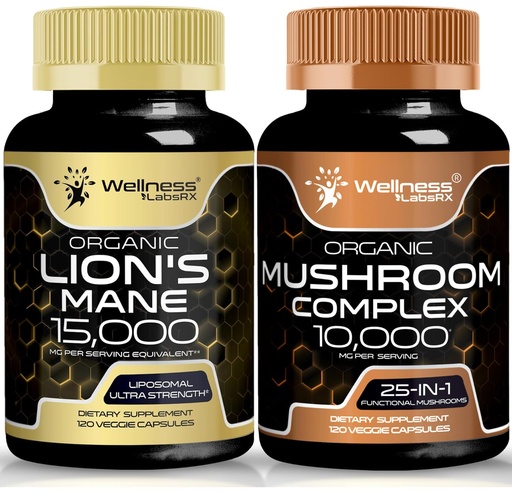 [BRSRAZIZDJ5R4HLB] WELLNESS LABSRX Lions Mane Supplement Capsules and Mushroom Capsules | Bundle