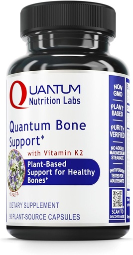 [BRSWIY3YAYCGI2D4] Quantum Nutrition Labs Quantum Bone Health - Bone Health Vitamins, Bone Strength Supplement for Women and Men, Organic Calcium Supplement with Fermented Vitamin K2, Bone Health Support - 90 Capsules
