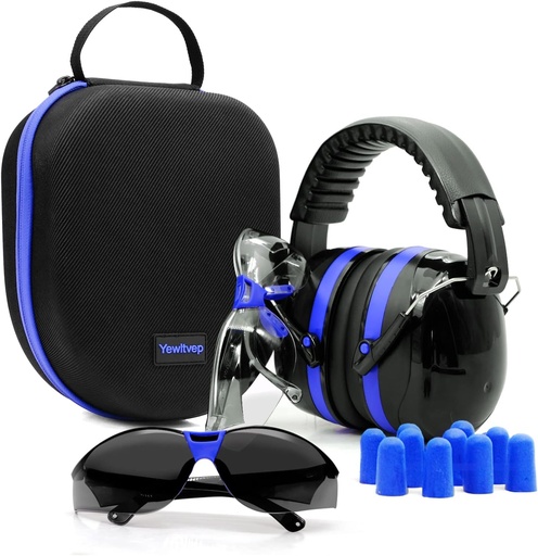 [BRSW2BI5A4HRYHTX] Yewltvep Shooting Ear Protection Gun Range Ear Protection with Earmuffs, Gun Safety Glasses, Earplugs, Hard Storage Case