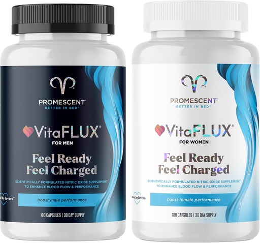 [BRSRMFLYCIGRMCLU] VitaFLUX Triple Power Nitric Oxide Supplement for Male Performance + VitaFLUX Women's Nitric Oxide Booster Supplement, Increase Circulation, Boost Energy & Heart Health, Performance, Stamina, Energy