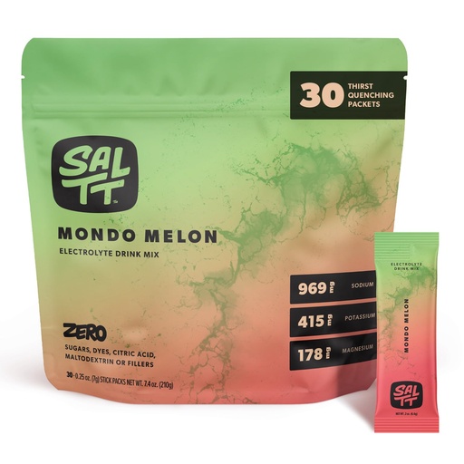 [BRSROAY3CMIRSAI6] SALTT Electrolytes Powder Packets (Mondo Melon - Watermelon Flavor) 30 Stick Packs - Easy Dissolve, No Clumping - Essential Minerals - Hydration Packets - Zero Sugar - Gluten Free, Vegan & Kosher