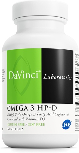 [BRSWIFIGAUPWI2DE] DAVINCI Labs Omega 3 HP-D - Dietary supplement to Support Immune System, Healthy Joints and Cardiovascular and Skin Health* - with Vitamin D3 and More - Gluten-Free - 60 Softgels