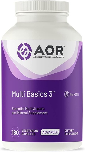 [BRSWYED5PIBGOAA4] AOR, Multi Basics 3, Essential Multivitamin, Fully Balanced, Multi-Mineral Dietary Supplement (USA Label)