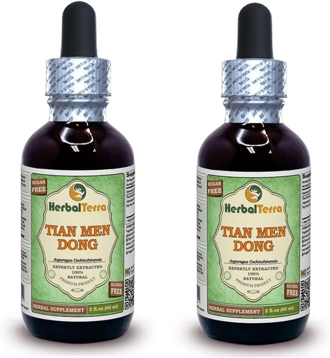 [BRSWGBQLBN6WEE3B] Tian Men Dong, Asparagus (Asparagus Cochinchinensis) Glycerite, Dried Root Powder Alcohol-Free Liquid Extract (Brand Name: HerbalTerra, Proudly Made in USA) 2x2 fl.oz (2x60 ml)