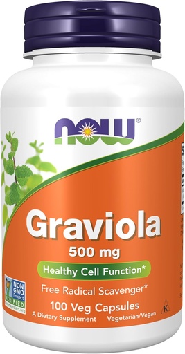[BRSWIY34AB4QO3DC] NOW Foods Supplements, Graviola (Annona muricata) 500 mg, Healthy Cell Function*, 100 Veg Capsules