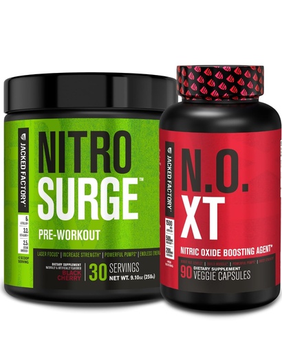 [BRSRMATRPINBU2T4] Jacked Factory Nitrosurge Pre-Workout in Black Cherry & N.O. XT Nitric Oxide Booster for Men & Women