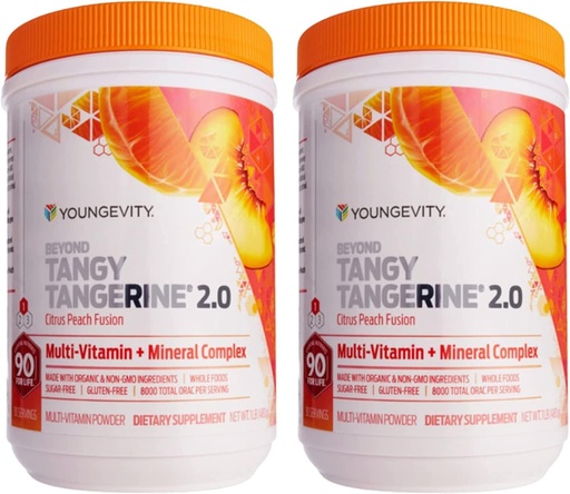 [BRSWIFQ7OIHBY3Q5] Youngevity Beyond Tangy Tangerine 2.0 Citrus Peach Ultimate Multi-Vitamin & Mineral Complex - Made with Natural & Whole Foods | 8,000 ORAC | 2 Canisters