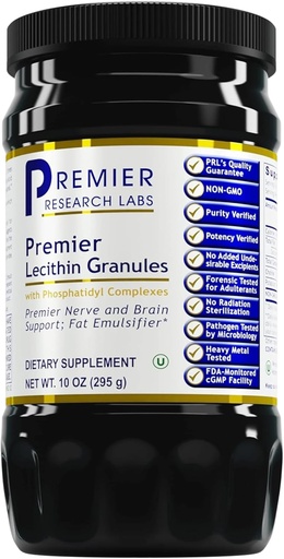 [BRSWIZA2BUCR2HT6] Premier Research Lacithin Granules - Soy Lecithin Granules, Lecithin suplementaris, Lecithin per Bruck, GMO, la puntuació d'aliments per a la implementació del cervell i Nerve - 10 oz