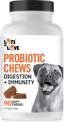 [BRSRAGQLCJ5QKALU] Dog Probiotic Chews (90 Count) - Txakur probiotikoak Digestio eta Osasunerako - Puppy Pro Biotic Supplement for Nausea, Vomiting & Diarrhea (90 Count)
