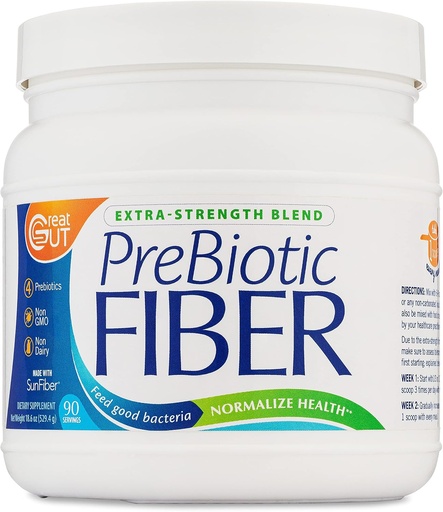 [BRSWKHY5BEIRUHT6] Great Gut - Prebiotic Fiber Powder, Unflavored Prebiotic Fiber with Sunfiber, 18.6 Ounces, 90 Servings