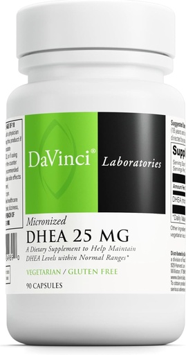 [BRSWIYIMOJ4B2GDE] DAVINCI Labs Micronized DHEA 25 mg - Dietary Supplement to Support Immune System, Thyroid Health and Healthy Hormone Levels* - with 25 mg Micronized DHEA - Gluten-Free - 90 Vegetarian Capsules