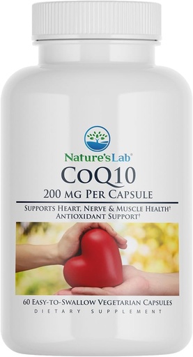 [BRSWGBD3BEMWYALO] Nature's Lab CoQ10 200mg Nutritional Supplement - Supports Heart, Nerve & Muscle Health* - 60 Count (2 Month Supply)