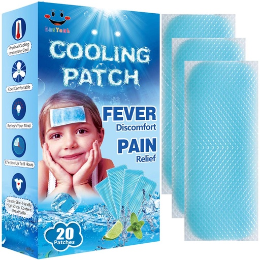 [BRSWYHATAQFGYCDX] 20 Sheets EasYeah Kid Fever Patches for Kids Fever Discomfort & Pain Relief, Cooling Relief Fever Reducer, Soothe Headache Pain, Pack of 20