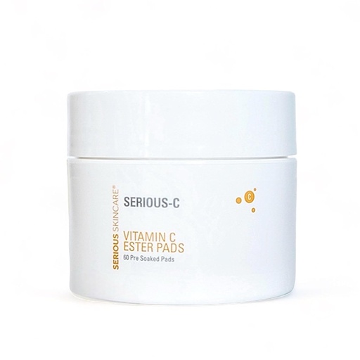 [BRSWKHD2OEDRSHDY] Serious Skincare - Vitamin C Ester Pads - Hyaluronic Acid - Anti-Aging Facial Treatment for Smoother Radiant Skin - Fruit and Sugarcane Extracts - Pre-Soaked Facial Disc - 60 Count (1pack)