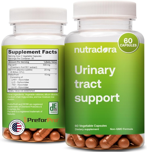 [BRSROYITC4NQ2GYU] Salud Urinaria Tract para Mujeres y Hombres – Medicina UTI para Mujeres y Hombres con Cuidado UTI Efectivo, Cápsulas de Extracto de Arándano, 5 millones de CFU, Fórmula No GMO, Formulado en EE.UU., 60 Cápsulas