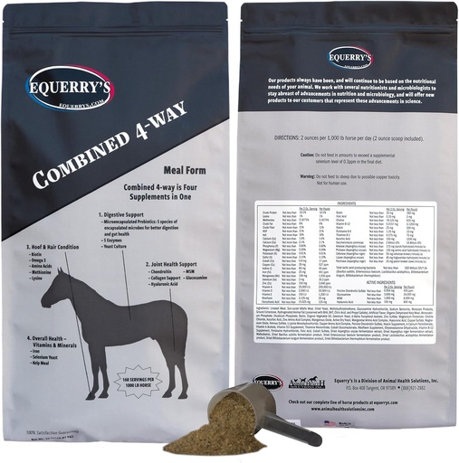 [BRSWICQQAF6RSELI] Equerry's Combined RX 4 Way | Equine Nutritional Support | Complete Formula | Digestive and Joint Support | Hoof & Hair | Probiotics Vitamins & Minerals 160 Feedings, 20lb.