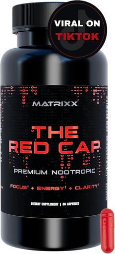 [BRSRO2TRCANBA2TP] Matrixx Червоний Cap 10in-1 Nootropic Formula Natural Focus, Енергетика, Clarity & Продуктивність добавки Rhodiola, L-Theanine, Citicoline, Lions Mane Limitless Brain Booster Supplement Capsules
