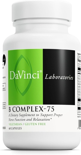 [BRSWIYTYO4BWECDI] DAVINCI Laboratuvarları B Kompleksi-75 - Destekler Rahatlama ve Proper Nerve Fonksiyonlu * - Niacin, B6, B12, Biotin, Choline ve More - Vegetarian - Gluten-Free - 60 Capsules