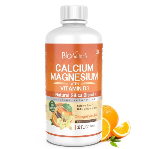 [BRSWGZAZOYJRGH3Z] Calcium & Magnesium Liquid Supplement with Vitamin D3 - Natural Formula, FOUR Types of Calcium Supports Strong Bones with Superior Absorption to Pills - 100% Vegetarian - 32 fl oz