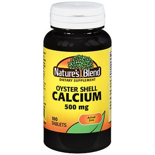 [BRSWGZQ7OJ6BOA3O] Nature's Blend Oyster Shell Calcium 500 mg Tablets - 100 ct, Pack of 3