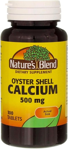 [BRSWGZQ7OJ6BOA3O] Nature's Blend Oyster Shell Calcium 500 mg Tablets - 100 ct, Pack of 3