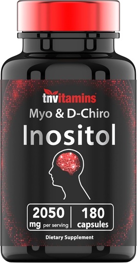 [BRSRAYL2CMPBSAD5] tnvitamins Inositol: 2,050mg - 180 Capsules | Inositol Powder Capsules for Women & Men | 40:1 Ratio of Myo-Inositol to D-Chiro Inositol | Made in The USA!