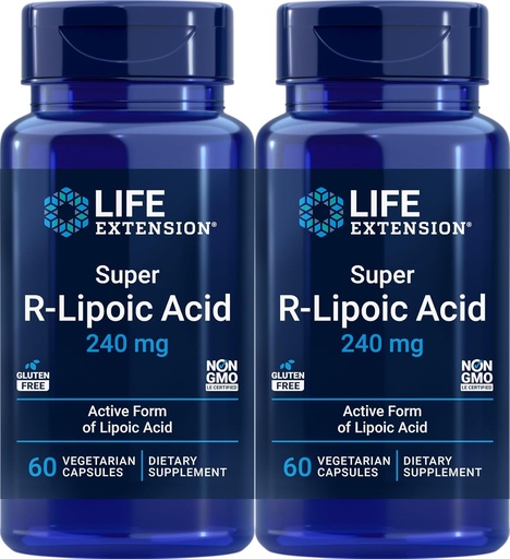[BRSWIBL4CR7RSCY3] Extensie de viaţă Acid super- R-Lipoic 240 mg, 60 Capsule vegetariene (Pachet de 2)