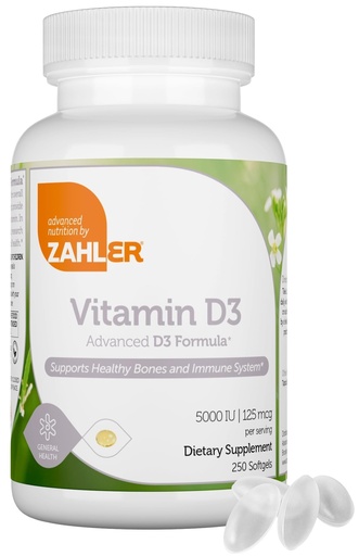 [BRSWIFTQCEMW2CD4] Zahler - Advanced Vitamin D3 5000 IU Softgels (250 Count) Kosher Vegetarian Friendly Vitamin D for Immune Support, Bone, Teeth & Muscle Health - Daily D3 Vitamin Supplement for Adults - Easy Swallow V