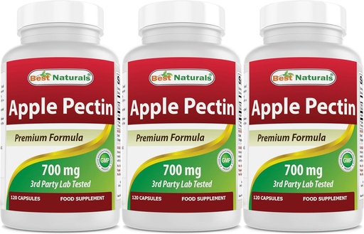 [BRSWIEADAQPQKDL6] Best Naturals Apple Pectin 700 mg - Dietary Fiber - Intestinal Support - 120 Capsules (120 Count (Pack of 3))