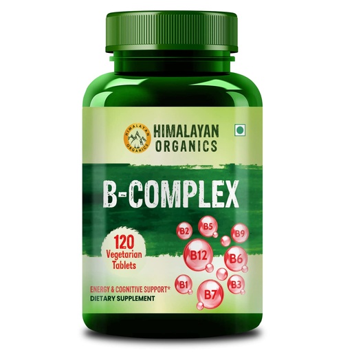 [BRSRMHARBB4BOE3X] Himalayan Organics Vitamin B Complex with 100% RDA B1, B2, B3, B5, B6, B9 & B12 | 120 Veg Tablets
