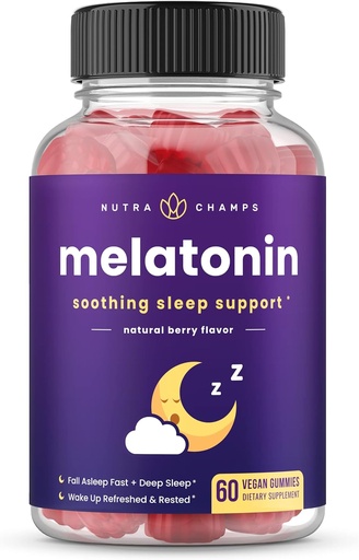 [BRSW2HAECJ6BQCTA] Melatonin Gummies for Kids & Adults | Natural Sleep Aid Drug-Free, Vegan Berry Flavor Kids Melatonin Gummy Supplement | 2.5mg, 5mg or 10mg Dose | Sleeping Pills Substitute (60 Count (Pack of 1))
