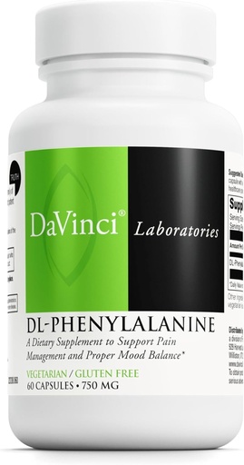 [BRSWIYIMOMIRUFYZ] DAVINCI Labs DL-Phenylalanine - Amino Acid Dietary Supplement to Support Comfort, Balance and Discomfort* - with 750 mg DL-Phenylalanine per Serving - Gluten-Free - 60 Vegetarian Capsules