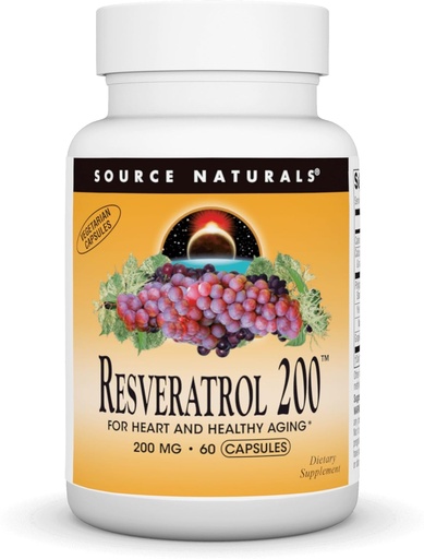 [BRSWIZYQOEJQYCDY] Source Naturals Resveratrol, for Heart and Healthy Aging* - 200 mg- 60 Vegetarian Capsules
