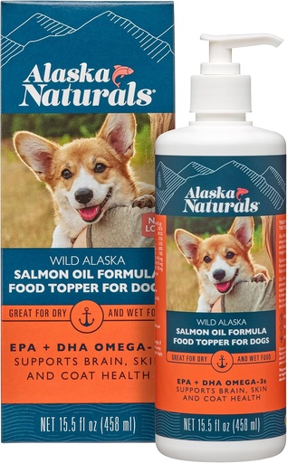 [BRSW2YYECAMQEHY2] Alaska Naturals – Wild Alaska Salmon Oil Formula Dog Food Topper – EPA and DHA Omega-3 - Supplement for Healthy Skin, Shiny Coat – Made in The USA – 15.5 oz. Pump Bottle