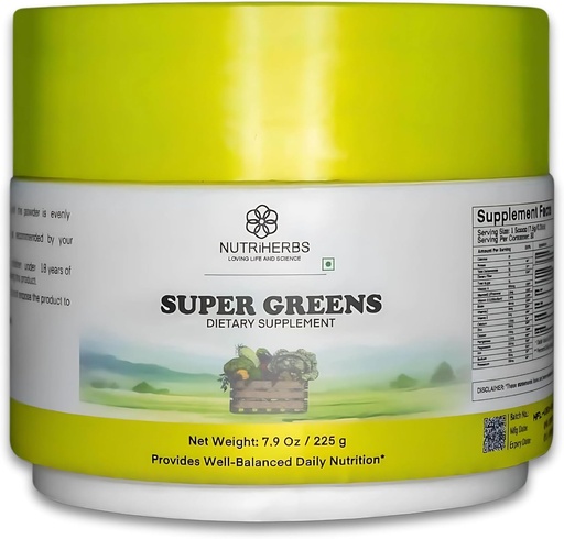 [BRSRAGAYOZ5ROCI4] Nutriherbs Super Greens Powder - 225g peru 33 Nutrient-Rich Fruits, Vegetables " Probiotics for Enhanced Energy, Immunity " Digestion TEN Powerful Green Superfood Powder ← 30 Delicious Servings