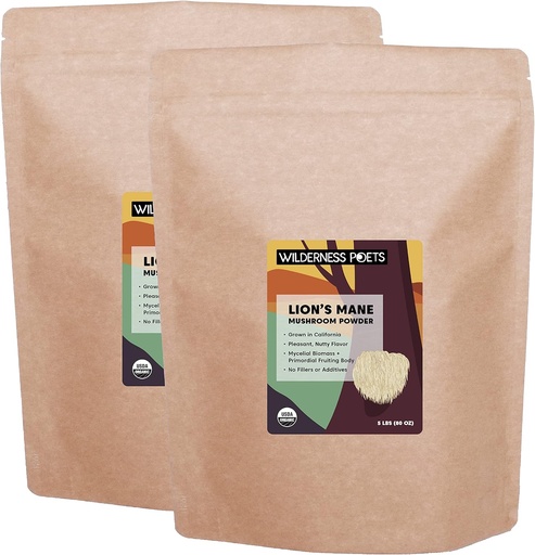[BRSW2BQOOINQGCTH] Wilderness Poets Organic Lion's Mane Mushroom Powder - California Grown (160 Ounce - 10 Pound)