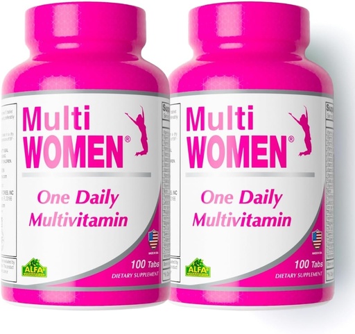 [BRSRMCD7OAPAGE3B] ALFA VITAMINS Multi Women Vitamins Supplement with Essential Vitamins & Minerals for Women - Aminoazidoak + Antioxidatzaileak - 100 Tablet (2 paketea)