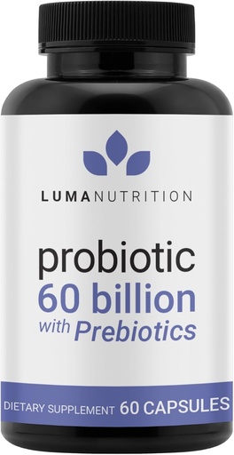 [BRSRMAINCUJQK3TK] Probiotici Luma Nutrition 60 miliardi di CFU con Prebiotici - Probiotici per Donne e Uomini - Formulato per la salute dell'enzima digestivo - Vegan & Gluten-Free - 60 capsule