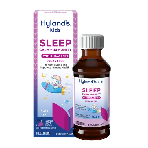 [BRSRAZQKAV4GECYZ] Hyland's Kids Sleep Calm & Immunity with Melatonin, Sugar-Free Sleep Aid Liquid with Magnesium, Vitamin D, Zinc & Elderberry, Promotes Sleep & Supports Immune Health, Ages 2+, Grape Flavor, 4 Fl. Oz.