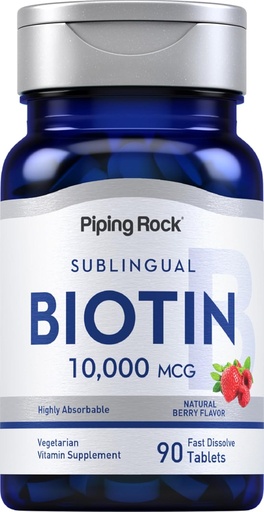 [BRSWIFDQAV5WAEL6] Piping Rock Biotin 10000mcg Fast Dissolve Tablets ← 90 Conde  Berry Flavor Píldoras sublinguales ← Max Strength and High Absorption ← Vegetarian, Non-GMO, Gluten Free Supplement