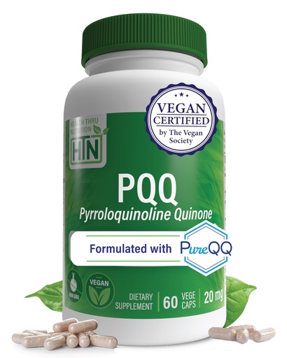 [BRSWEBI7A4FBMF36] Health Thru Nutrition PQQ 20mg 60 Servings Pyrroloquinoline Quinone as PureQQ | Promotes Mitochondrial Biogenesis | Certified Vegan | Non-GMO Gluten Soy Free Capsules| Clean Label PQQ Supplement